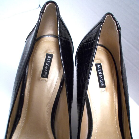 Alex Marie Black Patent Leather Loafer Style Women's 3" High Heels, Size 10M - Picture 9 of 11